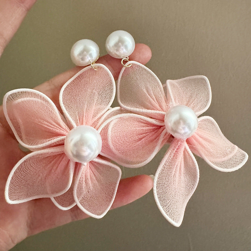 Super Fairy Fresh Mori Sweet Elegance Long Wild Handmade Pearl Earrings