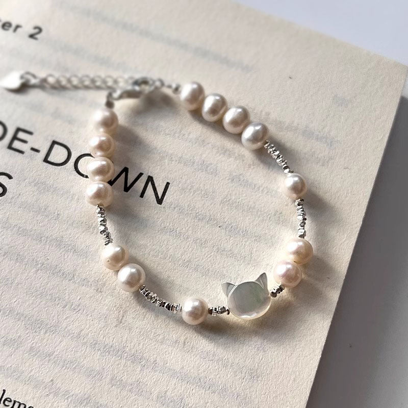 White Shell Cat Freshwater Pearl Small Pieces Of Female Style Bracelet