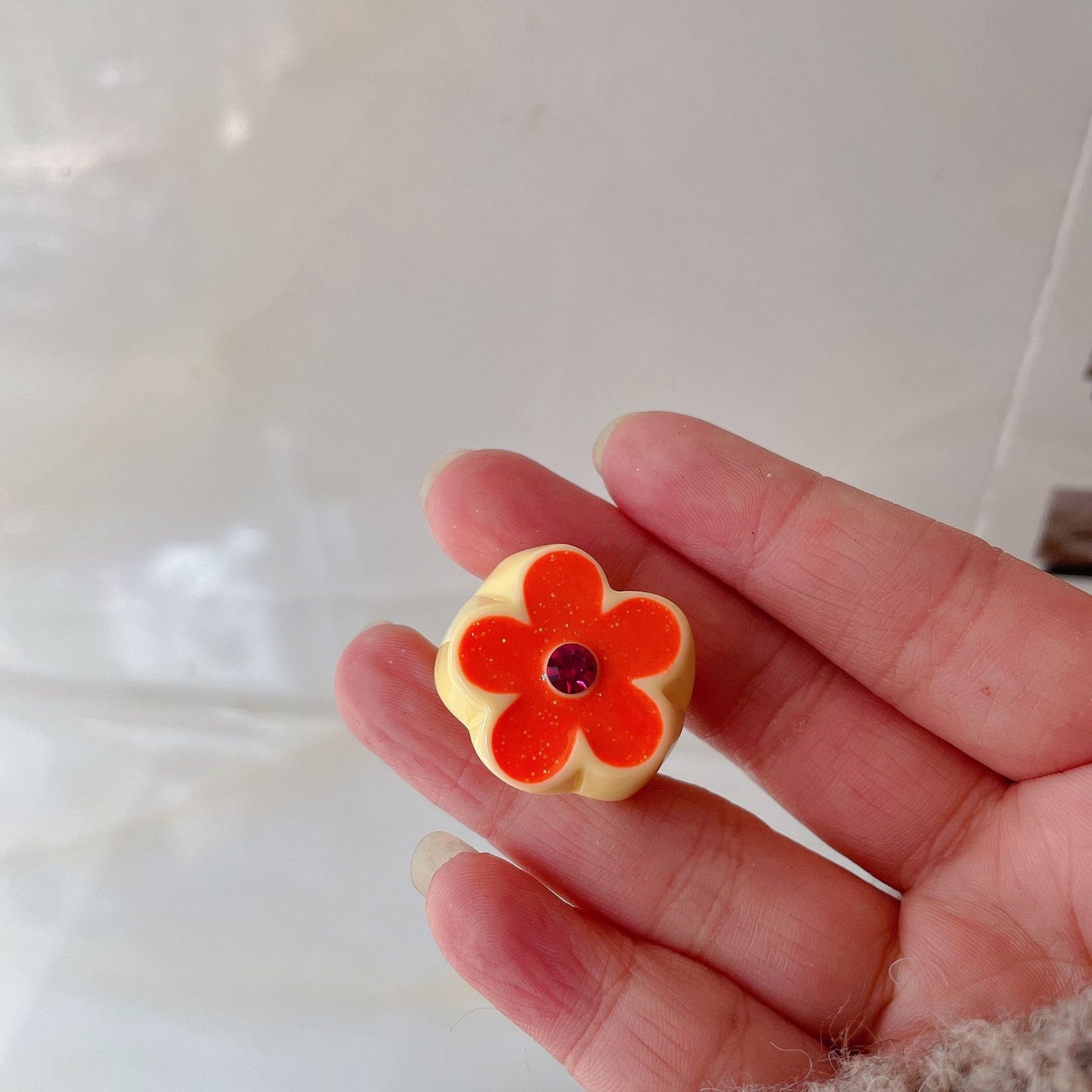 Petal Flower Female Illustration Dripping Fashionable Design Light Luxury Classic Ring