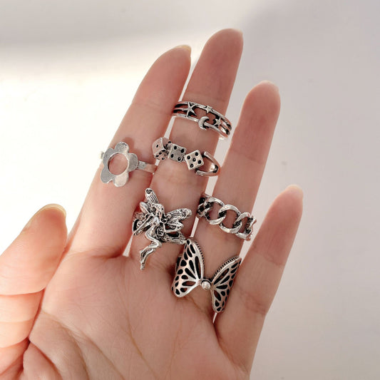 Elf Dice Suit Set Creative Chain Rings