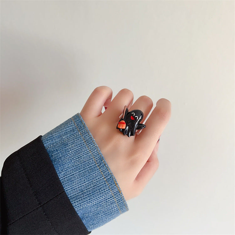 Women's Halloween Exaggerated Fun Resin Demon Ghost Rings