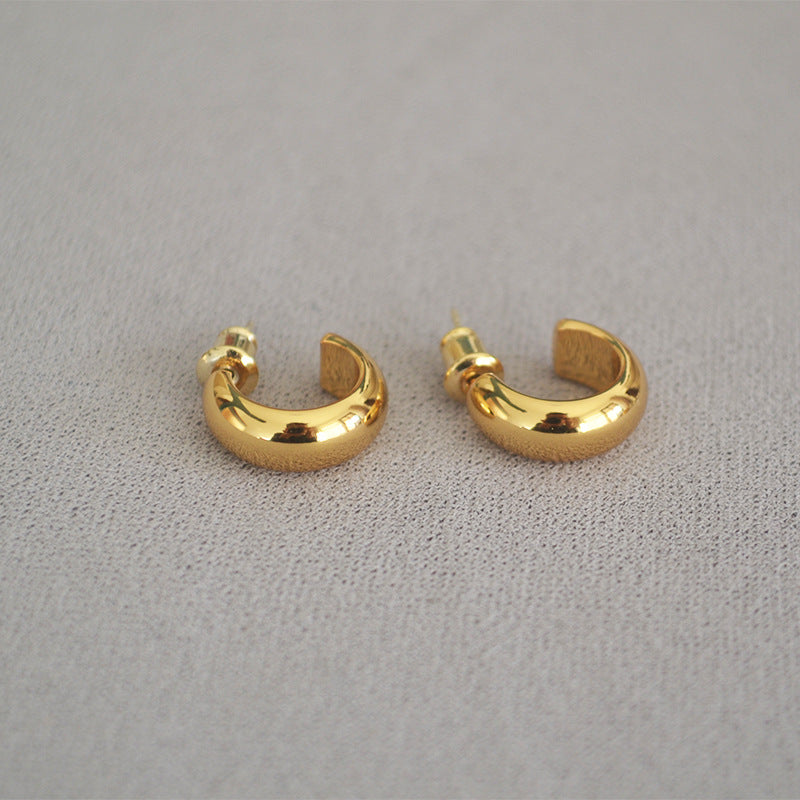 And Compact Texture Brass Gold-plated Cannibal Earrings