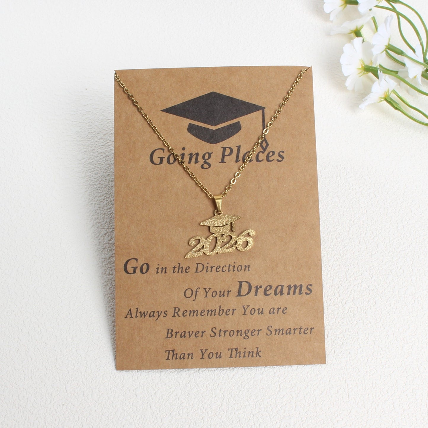Graduation Doctorial Hat Stainless Steel Frosted Necklace