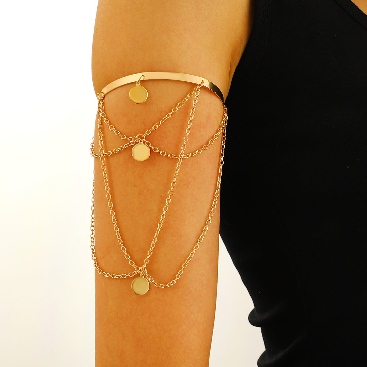 Niche Adjustable Arm Chain Metal Lanyard Tassel Armband Vacation Style Bracelets