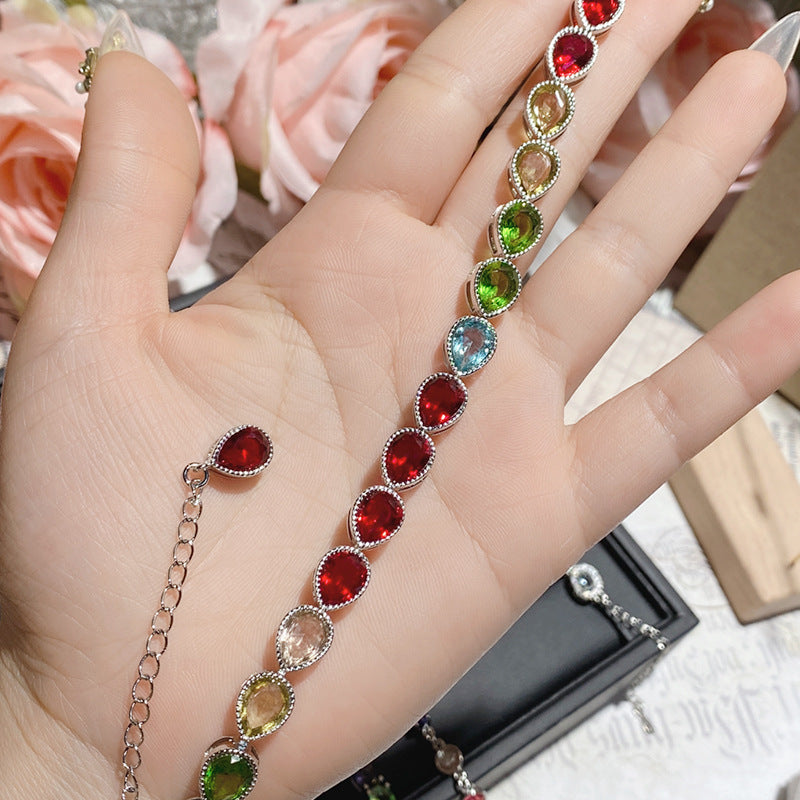 Full Transparent Tourmaline Colored Gems Female Plated Bright Bracelet