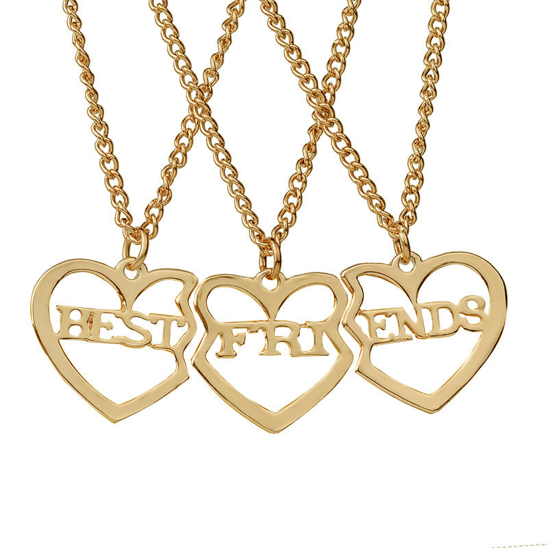 Friend Metal Stitching Love Peach Heart Necklace