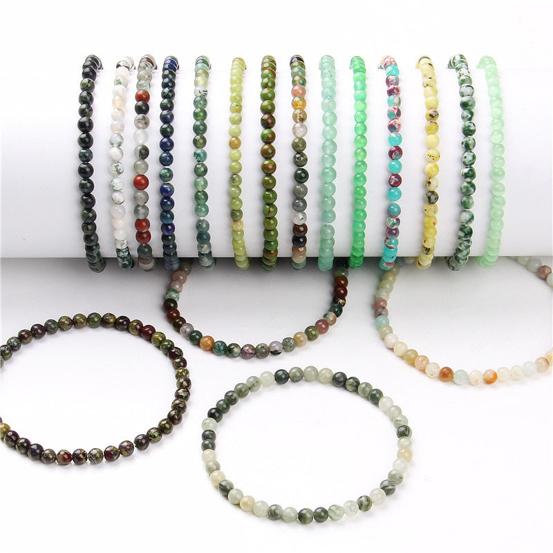Crystal Agate Round Beads Aquamarine Tourmaline Yellow Tower Energy Beaded Bracelets