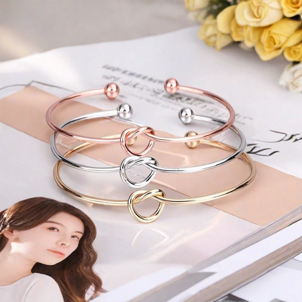 Women's Knotted Love Rose Gold Bridesmaid Twist Versatile Bracelets