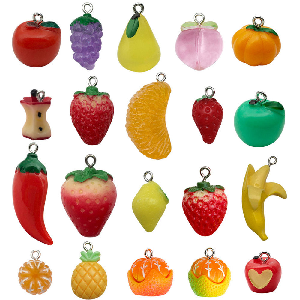 Fruit Apple Banana Orange Strawberry Resin Pendants