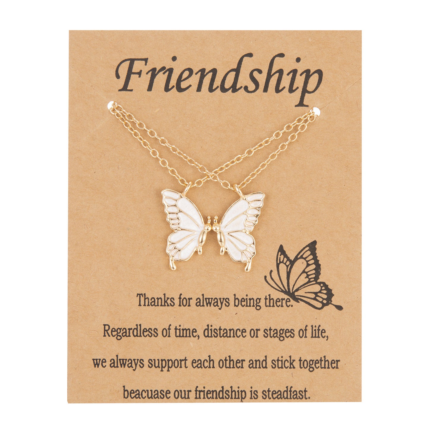 Friendship Paper Card Creative Butterfly Two-piece Set Girlfriends Necklaces