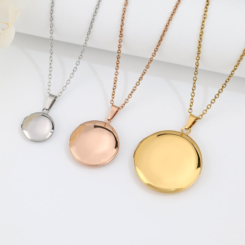 Steel Box Carved Personalized Creative Lucky Necklace