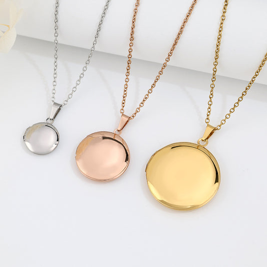 Steel Box Carved Personalized Creative Lucky Necklace