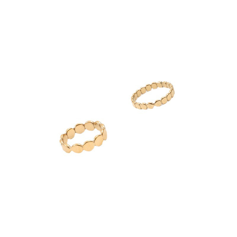 Flat Beads Titanium Steel Gold Plating Rings