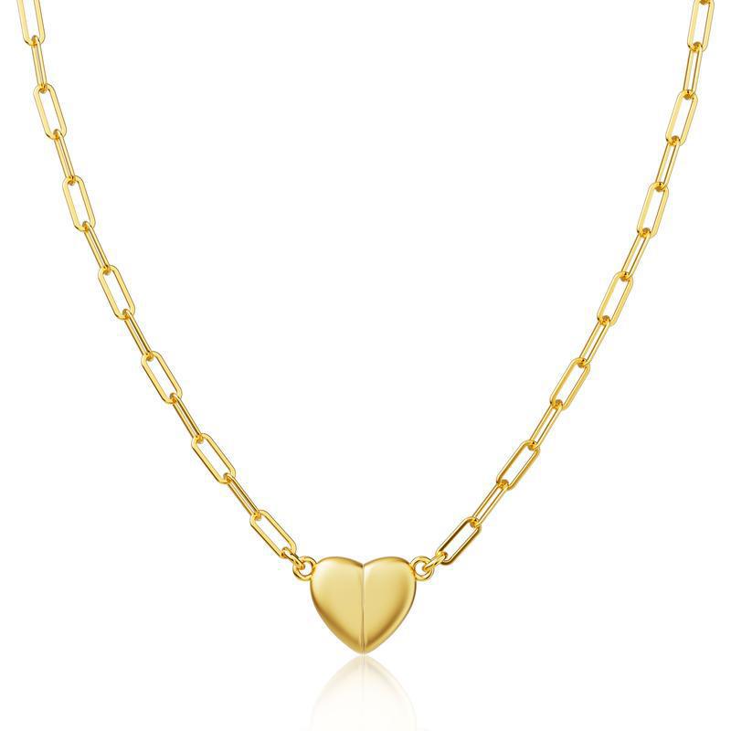 Women's Love Heart Magnet Stainless Steel Return Chain Heart-shaped Necklace