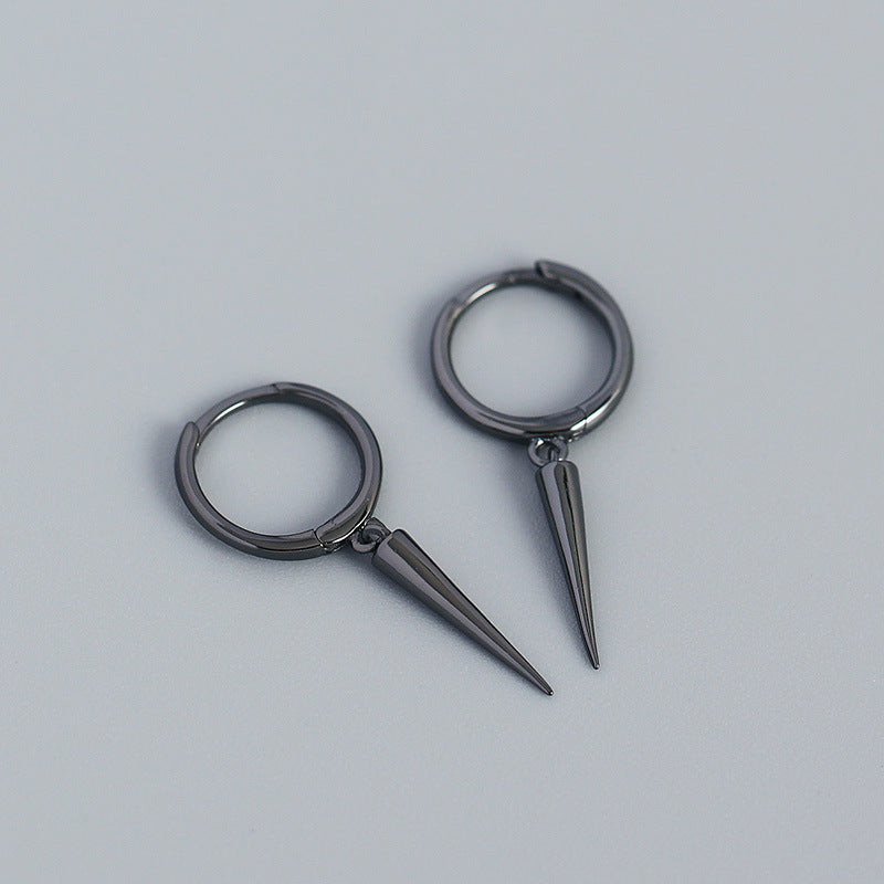 Sier Long Rivet Tapered Ear Clip Earrings