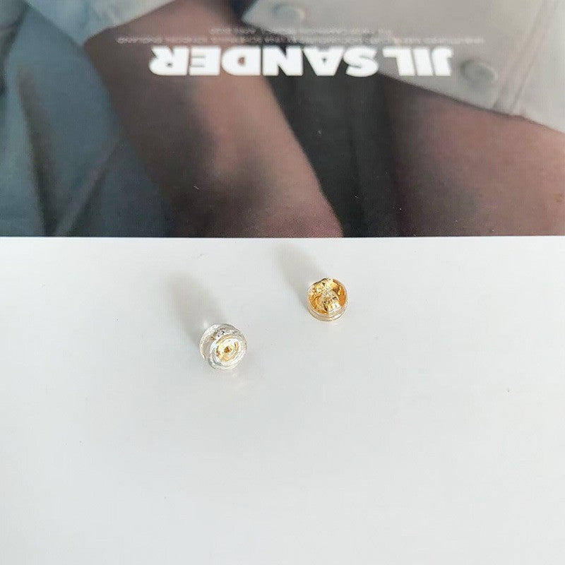 Women's Transparent Earplug Electroplated Color Retaining Round Hamburger Metal Coated Ear Earrings