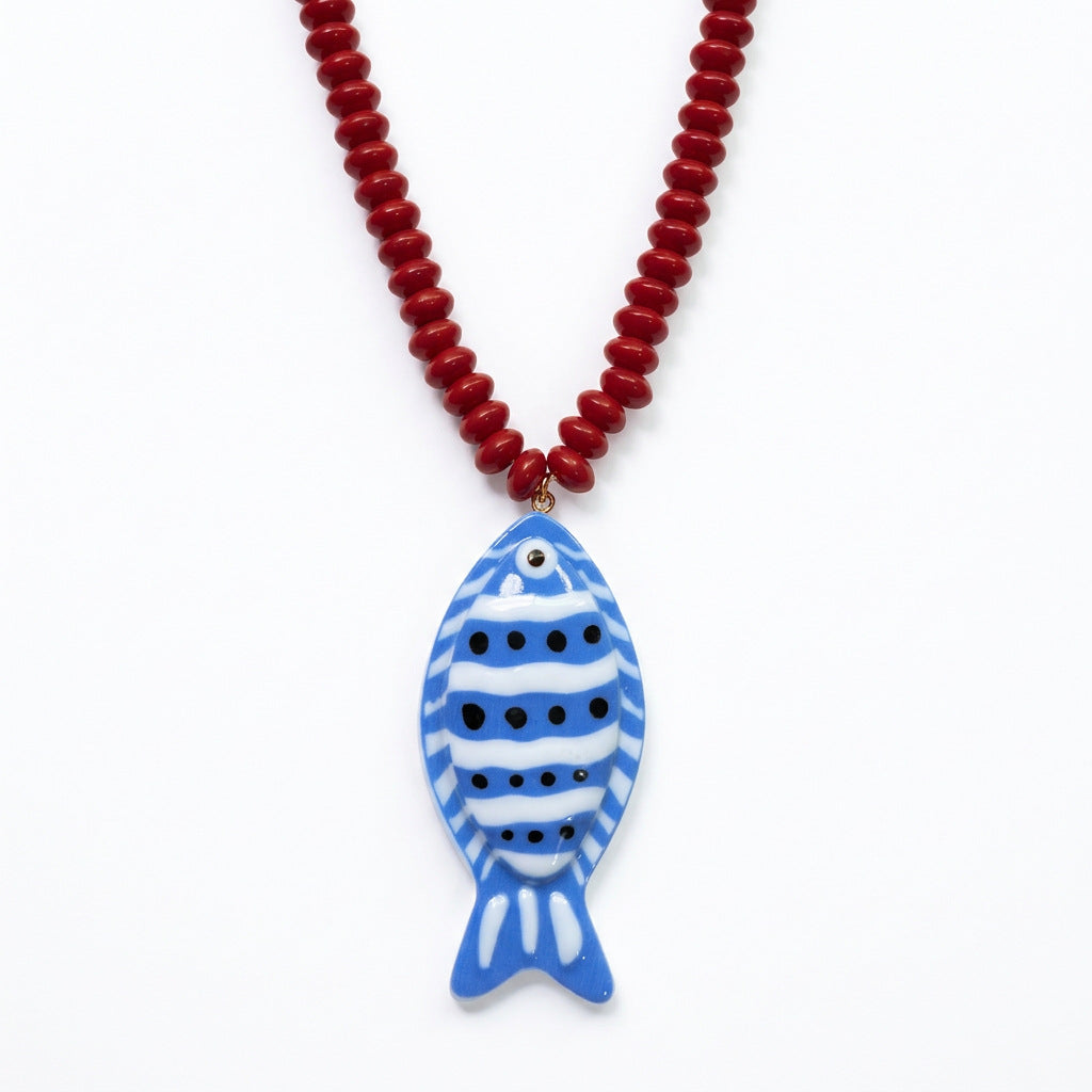 Women's Summer Exaggerated Beach Handmade Small Fish Beaded Colorful Necklaces
