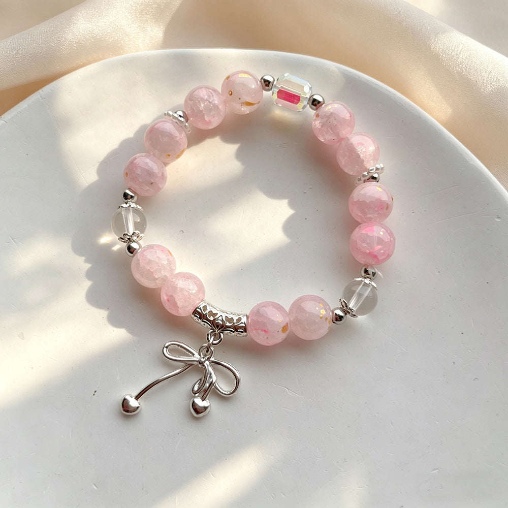 Women's Candy Color Floating Flowers Glazed Bow Cultural Creative Scenic Bracelet