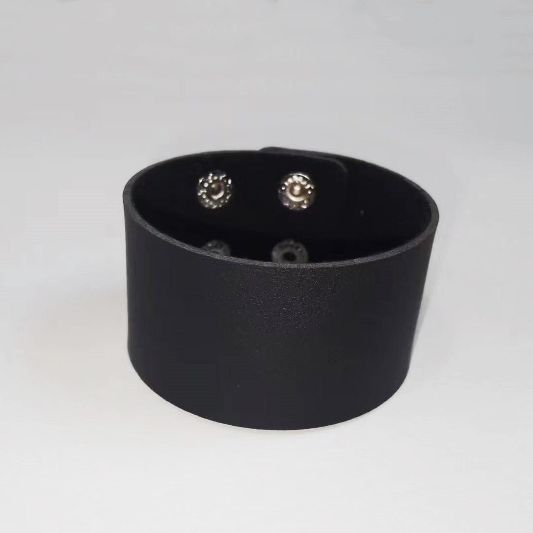 Personalized Simple Stainless Steel Snap Button Wide Punk Goth Creative Rings