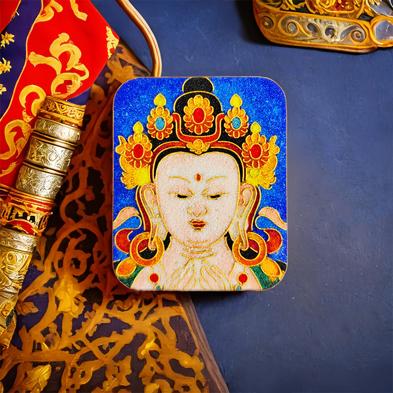 Brass Five Master Buddha Hand Painted Pendants