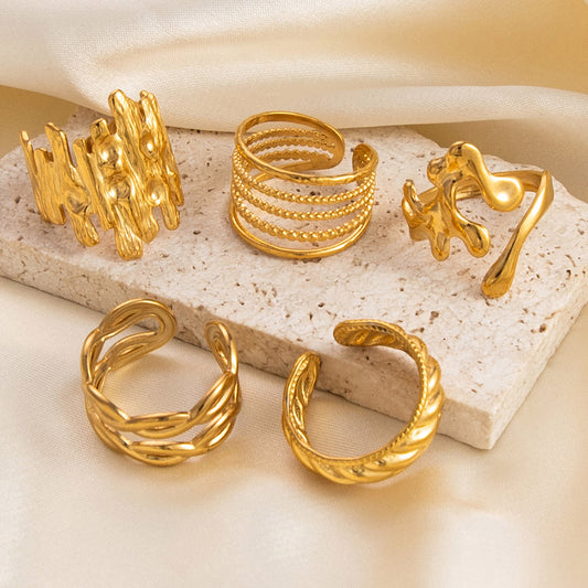 Simple Design Open Stainless Steel Gold-plated Rings