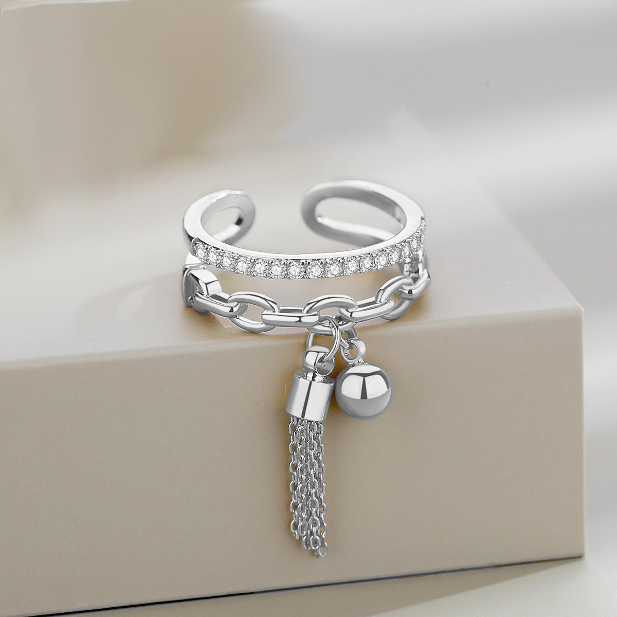 Style Yarn Ball Tassel Open Female Minority Simple Ring