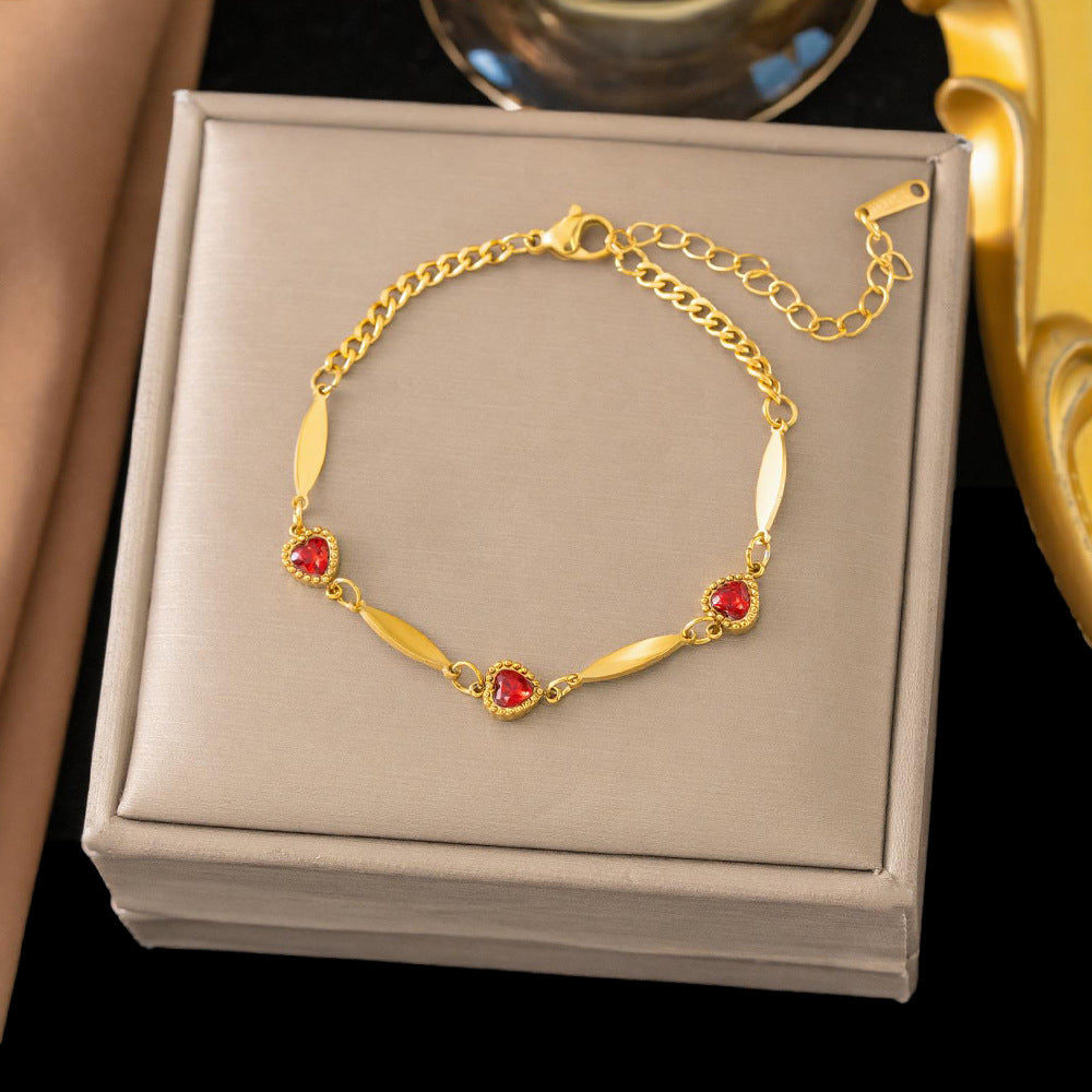 Women's Fashion Love Color Zircon Clavicle Chain Bracelet