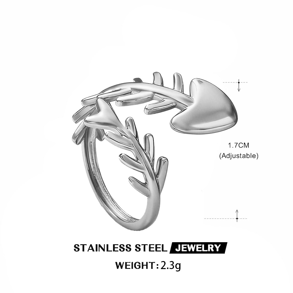 Simple Fun Fishbone Female Exaggerated Personalized Ring