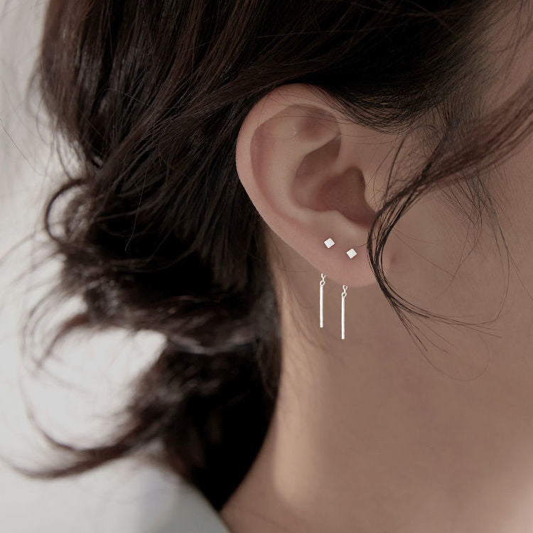 Women's Simple Cold Style Small Square Sleep Without Picking Rings