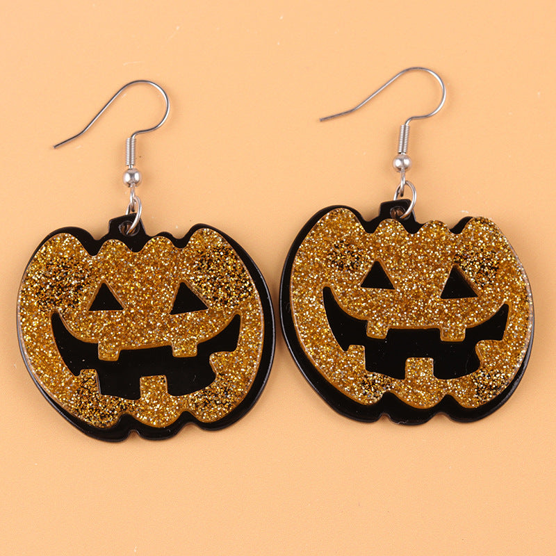 Halloween Design Sense Grimace Pumpkin Acrylic Creative Funny Earrings