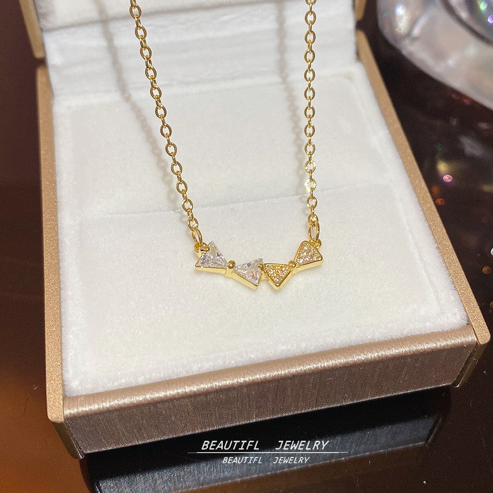 Women's Minority Simple Fashionable Elegant Zircon Clavicle Chain Titanium Steel Accessory Necklace
