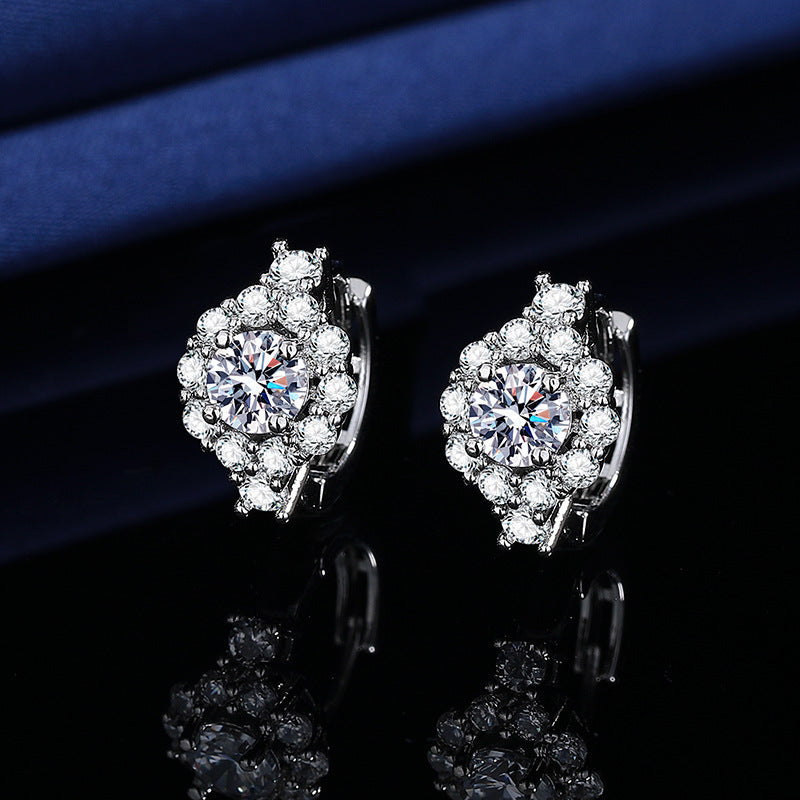 Live Broadcast Female Karat Fashion Elegant Zircon Ear Buckle