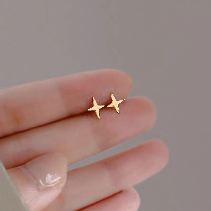 Sier For Female Fashionable Simple Small Earrings