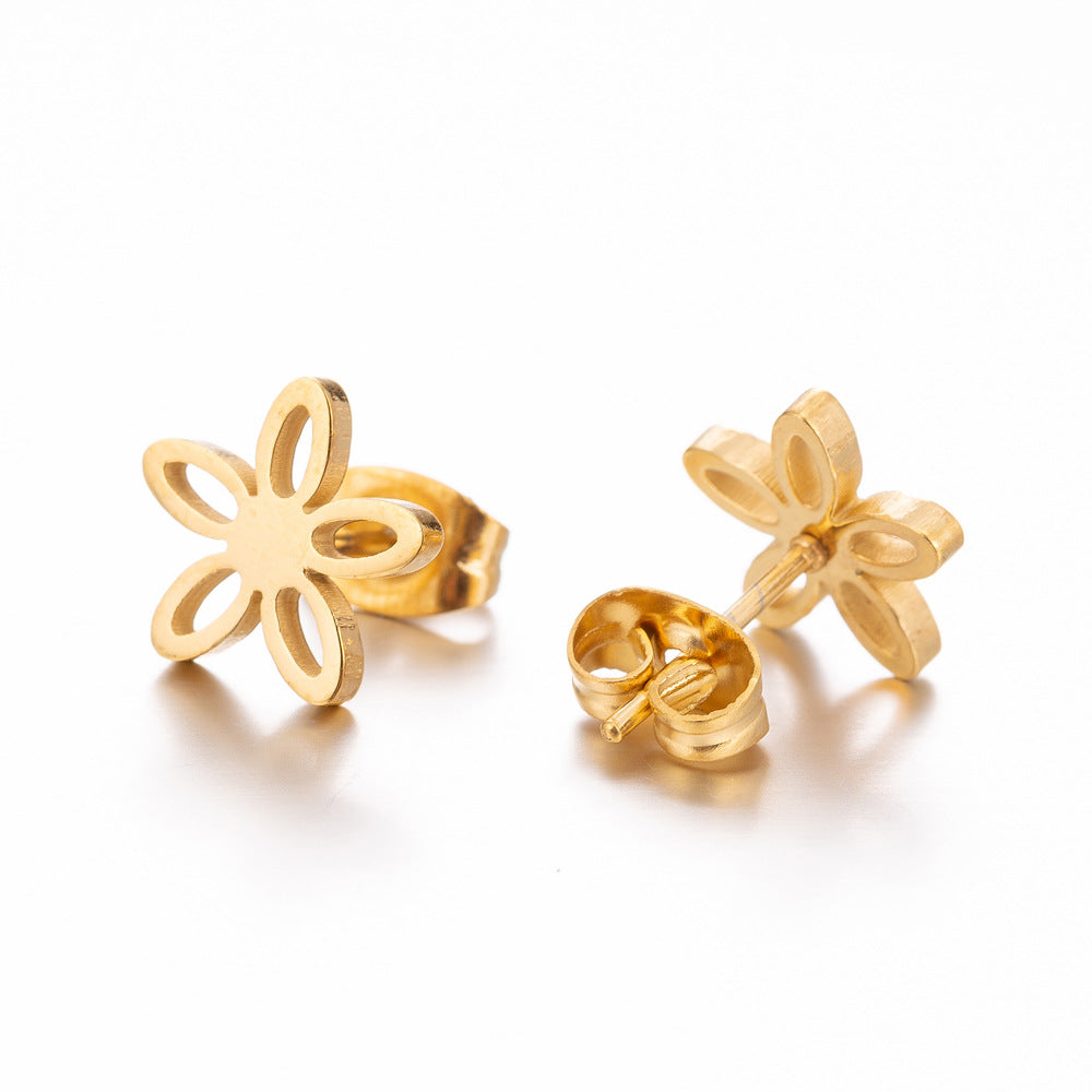 Lotus Ear Bone Hollow Origami Stainless Stud Earrings
