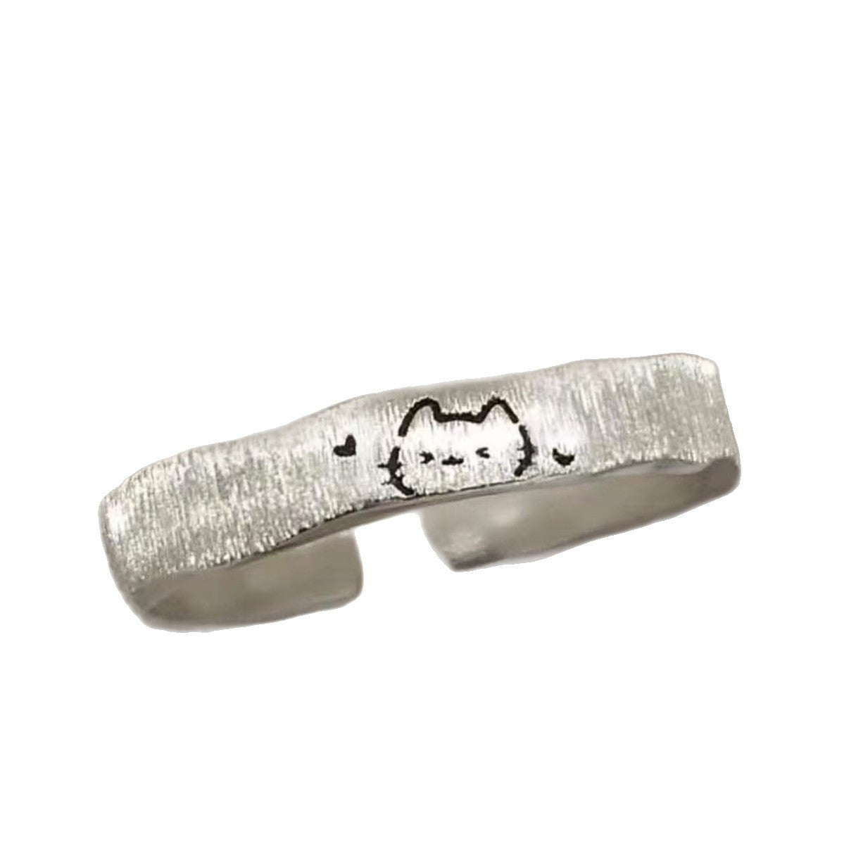 Handmade Lined Sier Open Female Cute Small Animal Personality Ring
