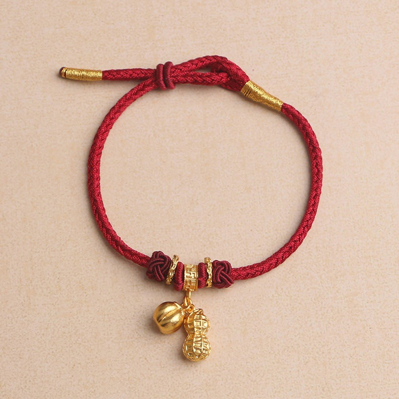 Women's & Men's Red Rope Alluvial Gold Ingot God Of Bracelets