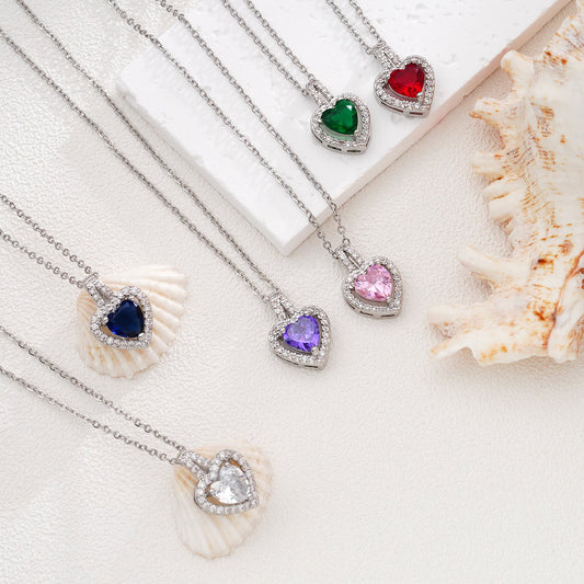 Women's Inlaid Zircon Fashion Heart-shaped Water Drop Necklaces