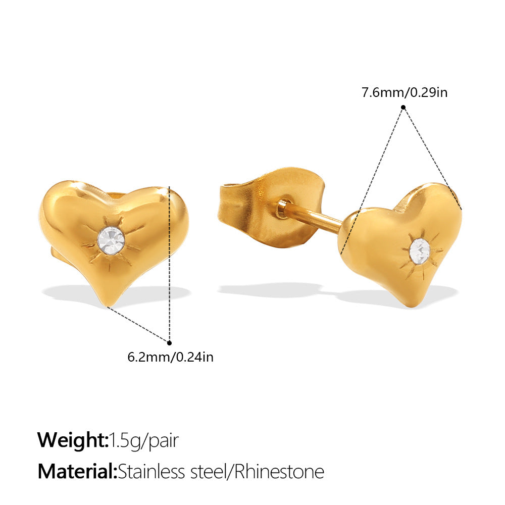Retro Gold Irregular White Shell Love Heart Fashion Simple Style Stud Earrings