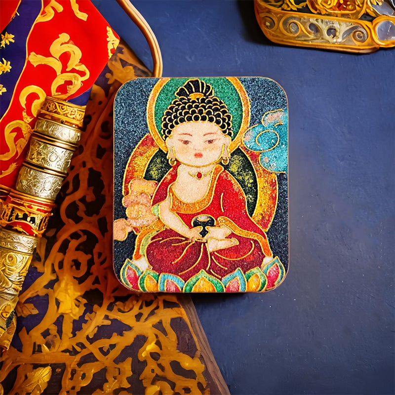 Brass Five Master Buddha Hand Painted Pendants