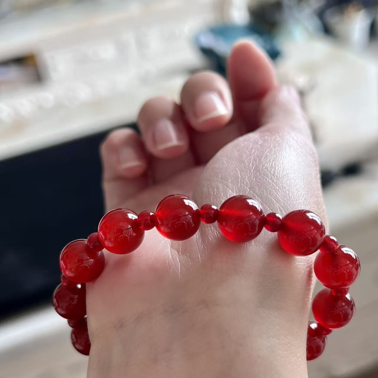 Red High Quality Natural Carnelian Agate Double Circle Bracelets