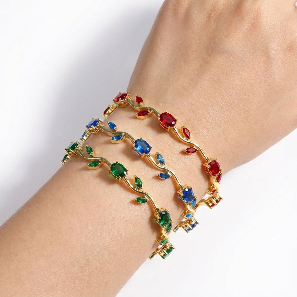 Green Copper Inlaid Zircon Light Luxury High-grade Bracelet