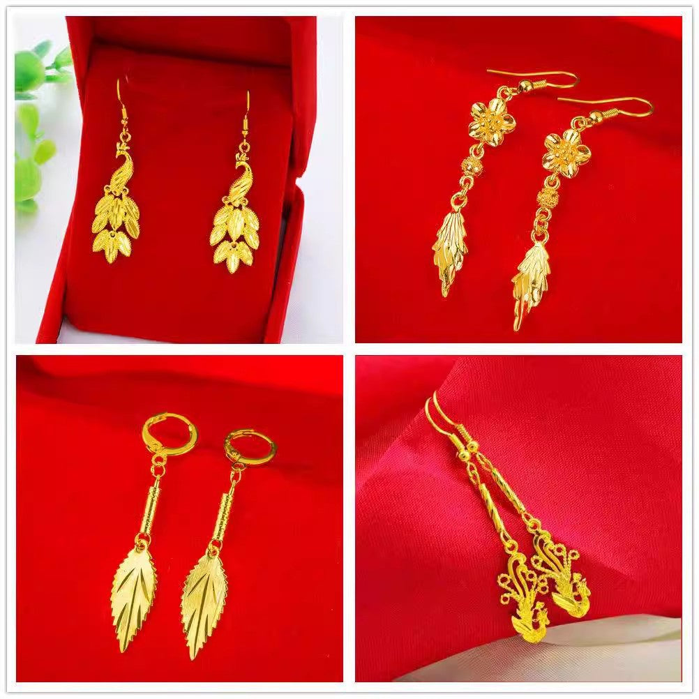 Peacock Phoenix Lucky Beads Leaf Tassel Crown Long Time Ear Line