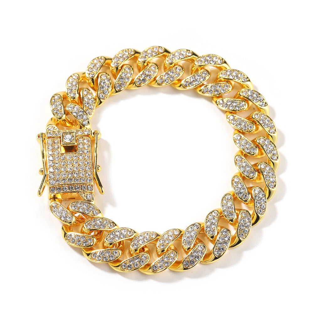 Men's Alloy Fashion Personality Diamond Cuban Link Bracelets