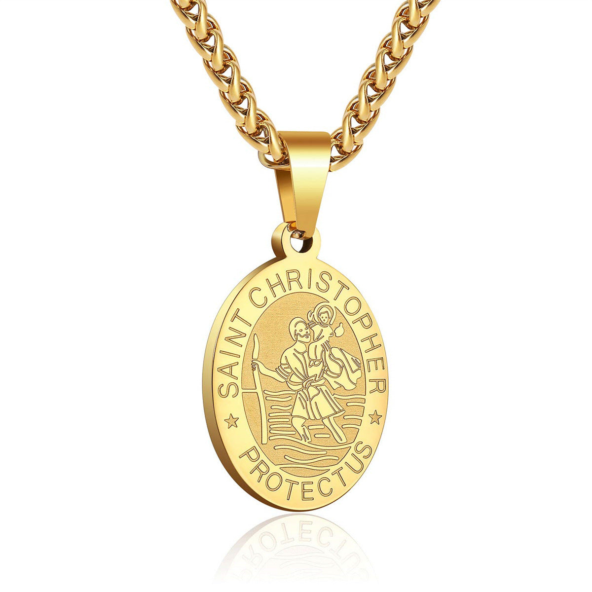 Women's & Men's Double-sided Portrait Medal Cross Stainless Steel Necklaces