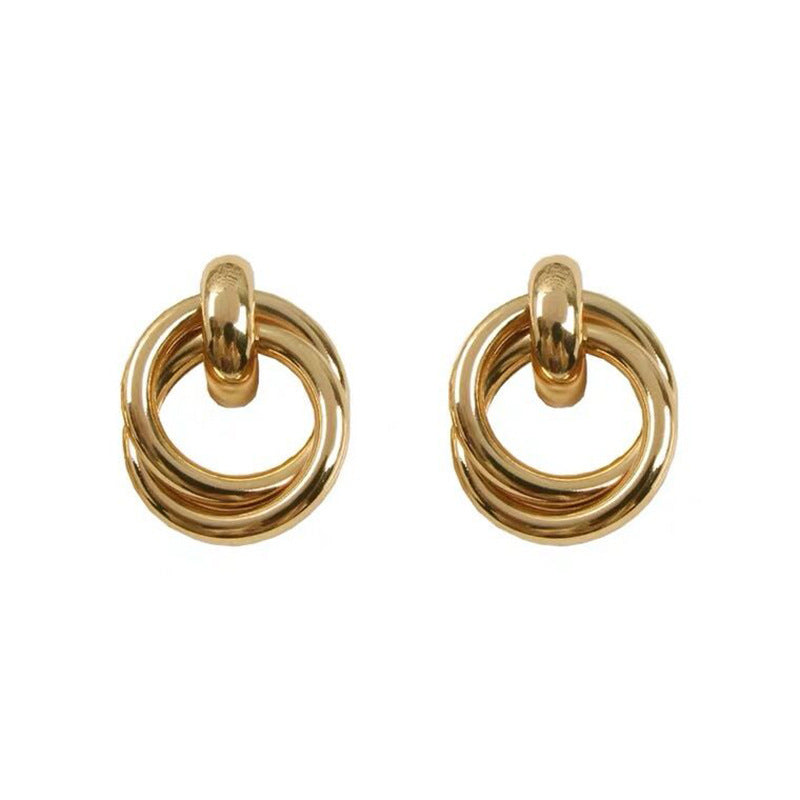 Exaggerated Geometry Female Style Alloy Winding Twist Retro Stud Earrings