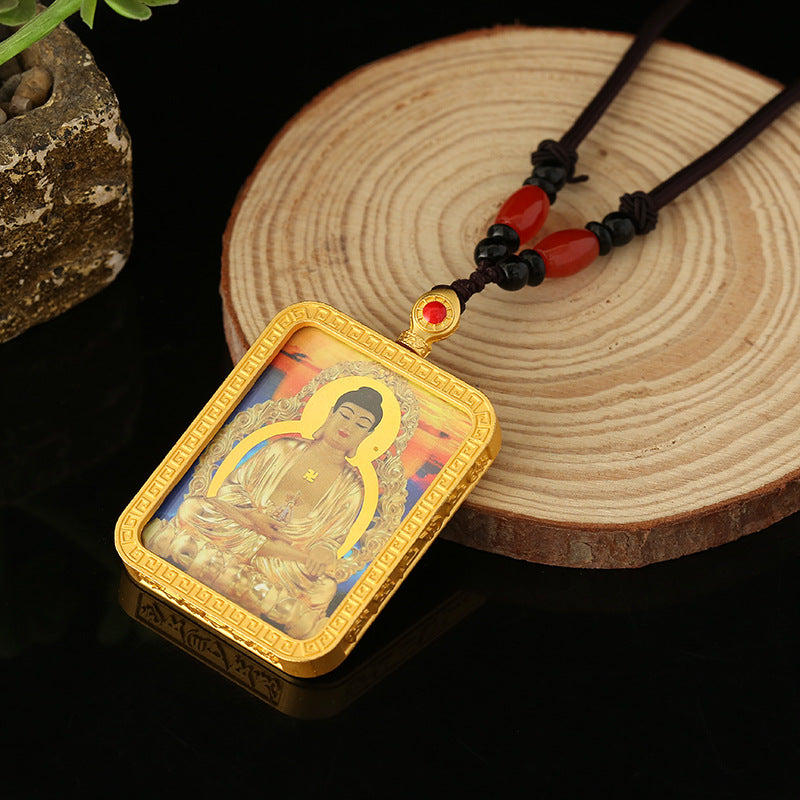 Women's & Men's Green Tara Buddha Statue God Of Wealth Body Protection Necklaces