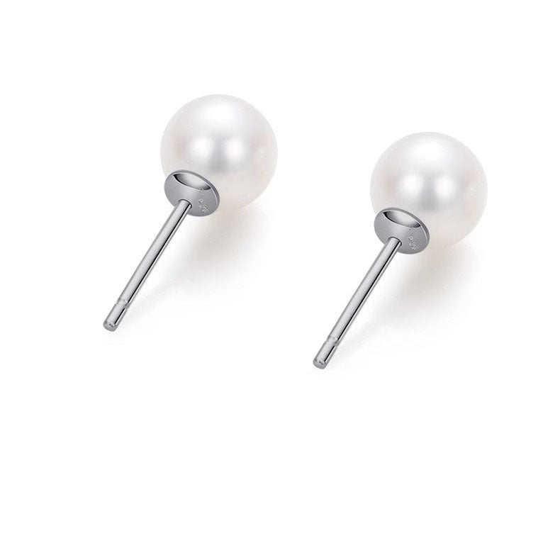 Women's Sterling Sier Pearl Design High-grade Stud Earrings