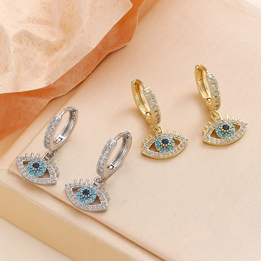 Eye Zircon Temperament Female Dripping Eyes Earrings