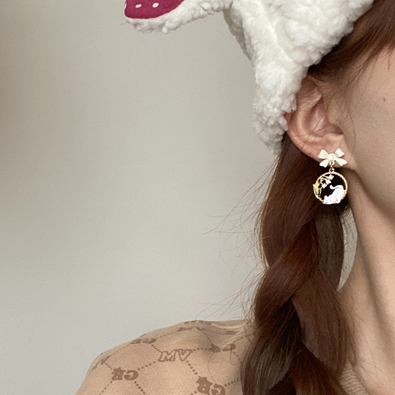 Graceful Summer Bow Naughty Cat Flower Rings