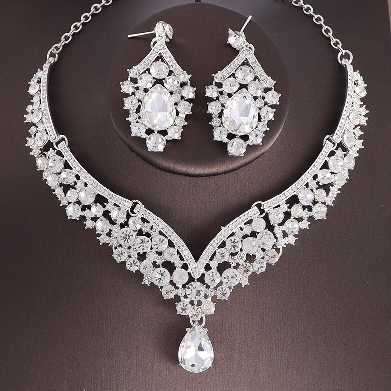 Set Exquisite Rhinestone Suite Party Formal Necklaces